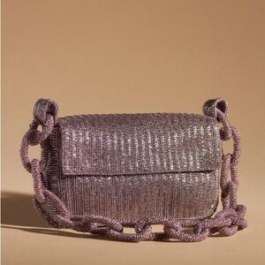 Anthropologie Beaded Shoulder Bag in Dusty Pink